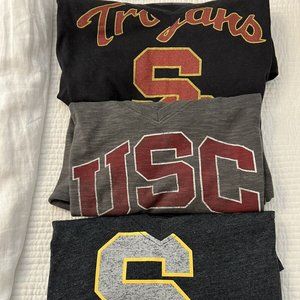 Lot of 3 USC Trojans Women's Nike & Forty Seven V-Neck S/S T-shirts Size Large